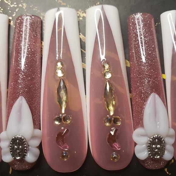 Handmade 3XL square hard gel press on nails size MEDIUM - Picture 3 of 5